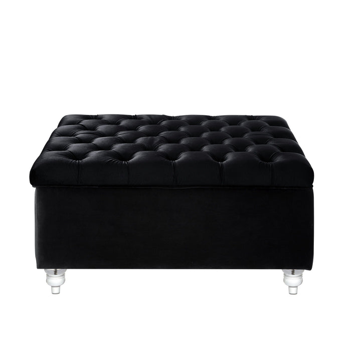 Velvet Tufted Storage - Black / Clear