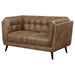 Thatcher - Upholstered Button Tufted Loveseat - Brown - Simple Home Plus