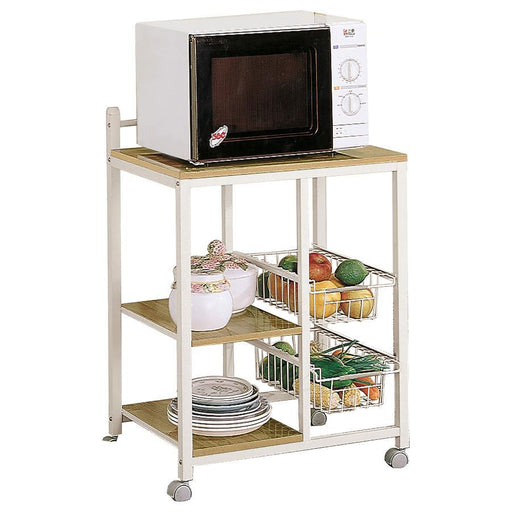 Kelvin - 2-Shelf Kitchen Cart - Natural Brown And White - Simple Home Plus