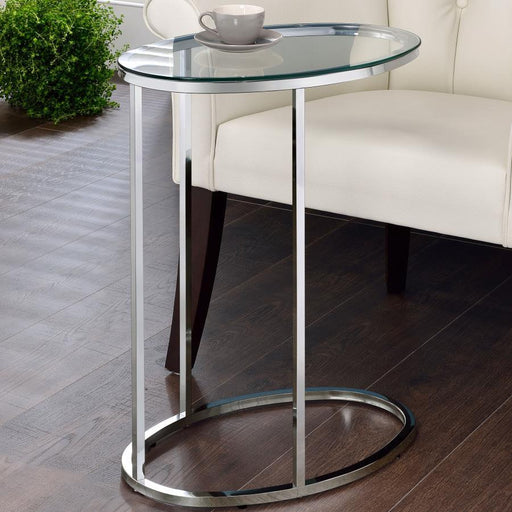 Kyle - Oval Snack Table - Chrome And Clear - Simple Home Plus