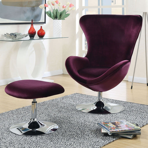 Eloise - Accent Chair With Ottoman - Purple - Simple Home Plus