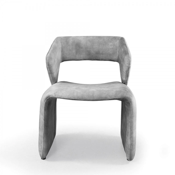 Velvet Solid Color Side Chair - Light Gray