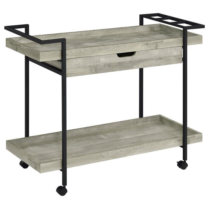 Ventura - Bar Cart With Storage Drawer - Gray Driftwood - Simple Home Plus