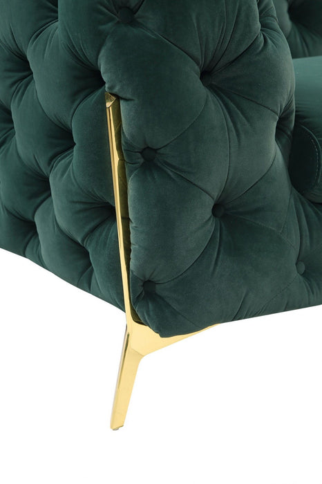 Velvet Sofa With Gold Legs - Green