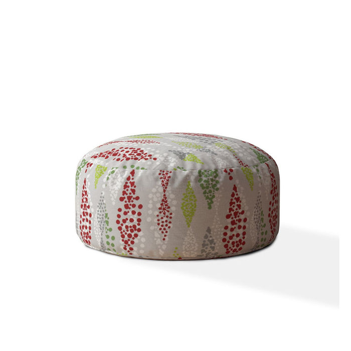 Cotton Round Polka Dots Pouf Ottoman - Ivory