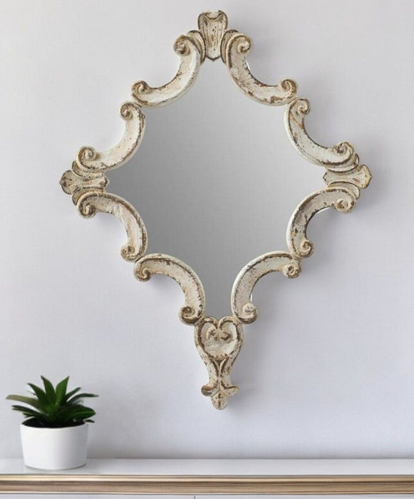 30" Abstract Framed Accent Mirror - White