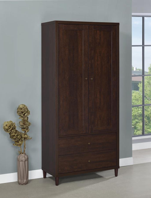 Wadeline - 2-Door Tall Accent Cabinet - Rustic Tobacco - Simple Home Plus