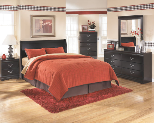 Huey - Black - Queen Sleigh Headboard - Simple Home Plus