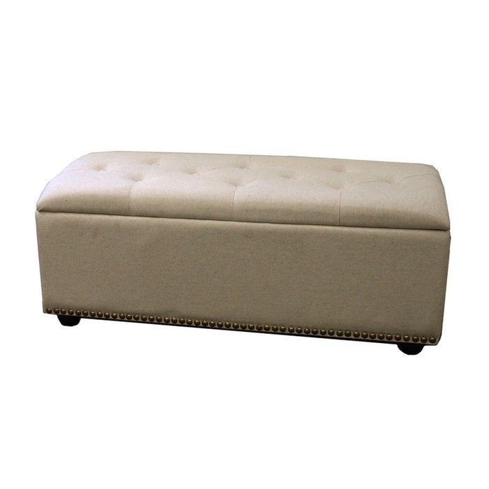 Upholstered Microfiber Bench With Flip Top - Beige / Black