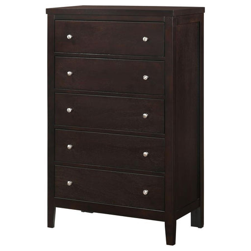 Carlton - 5-Drawer Rectangular Chest - Cappuccino - Simple Home Plus