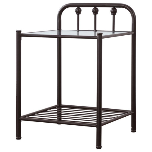 Livingston - 1-Shelf Nightstand With Glass Top - Dark Bronze - Simple Home Plus