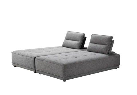 Stationary Two Piece Sofa And Chaise L Shaped - Gray