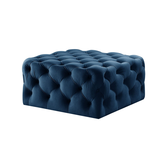 Velvet Rolling Tufted Cocktail Ottoman - Navy Blue