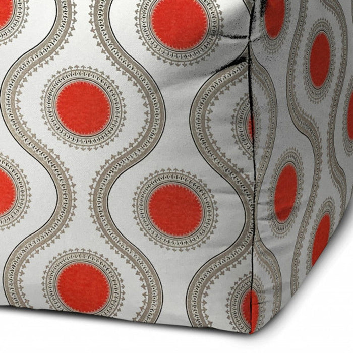 Polyester Cube Geometric Indoor Outdoor Pouf Ottoman - Gray