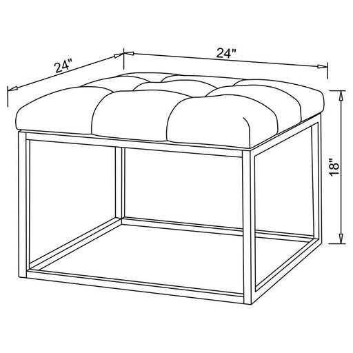 Swanson - Upholstered Tufted Ottoman - White And Chrome - Simple Home Plus