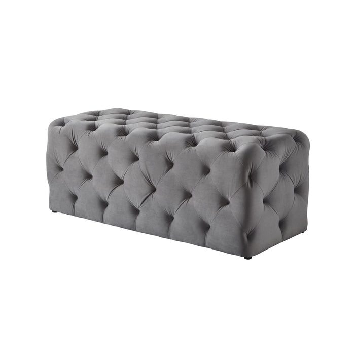 Upholstered Velvet Bench - Black / Gray