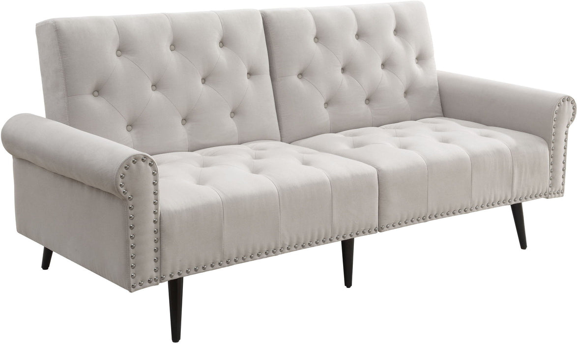 Velvet Sofa With Black Legs - Beige