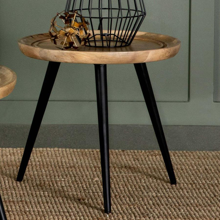 Zoe - Round End Table With Trio Legs - Natural And Black - Simple Home Plus