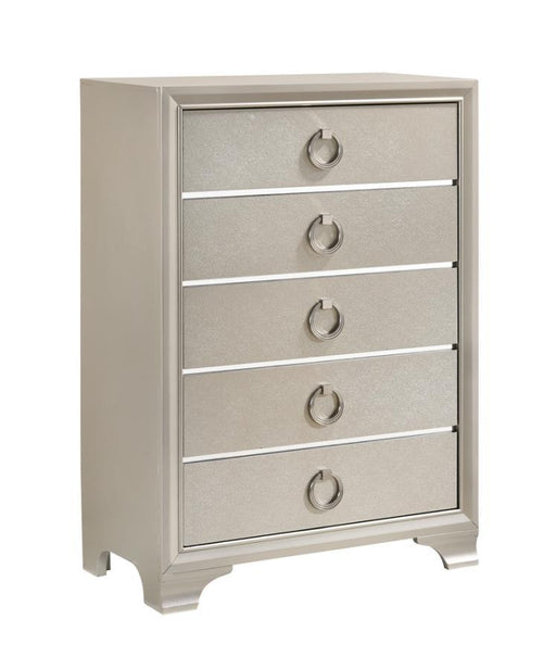 Salford - 5-Drawer Chest - Metallic Sterling - Simple Home Plus