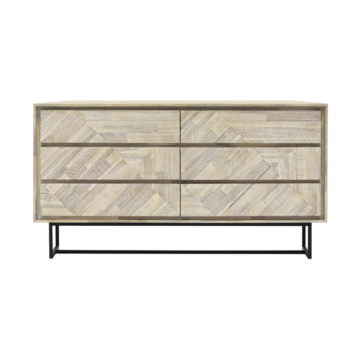 Solid Wood 6 Drawer Double Dresser - Natural