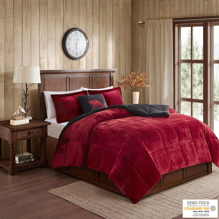 Alton - Down Alternative Comforter Set - Red / Black