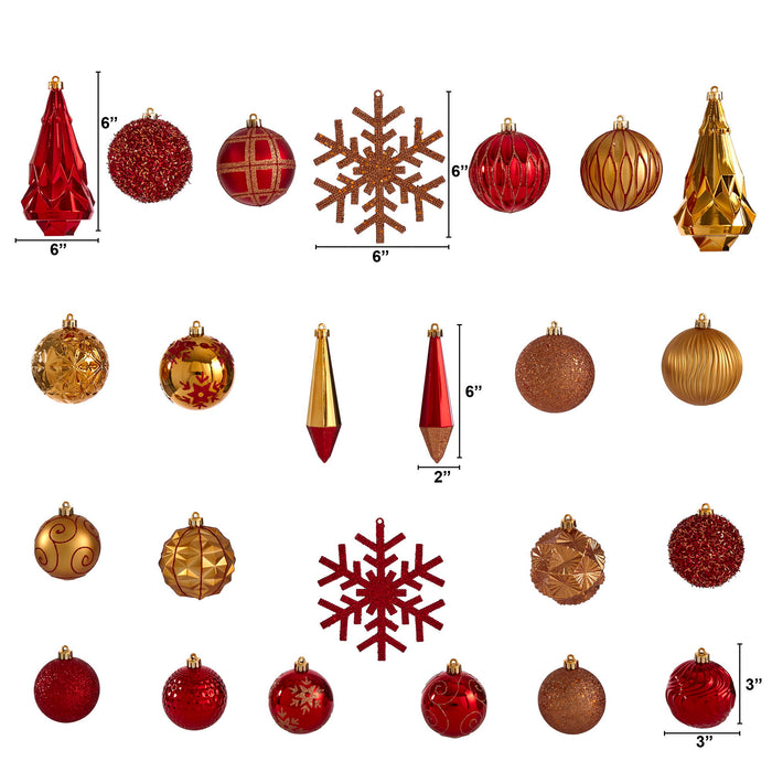 Holiday Shatterproof 52 Count Xmas Tree Ornament 80-150mm