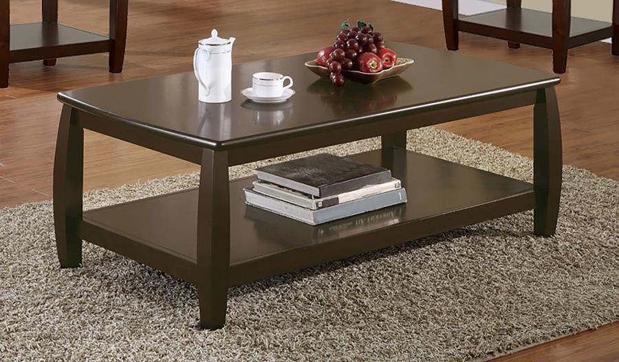 Dixon - Rectangular Coffee Table With Lower Shelf - Espresso - Simple Home Plus