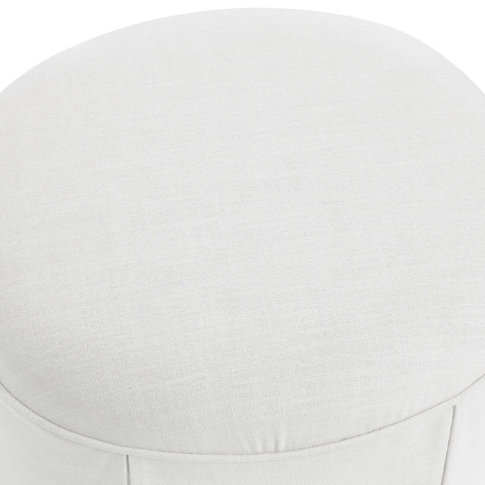 Linen Oval Ottoman - White