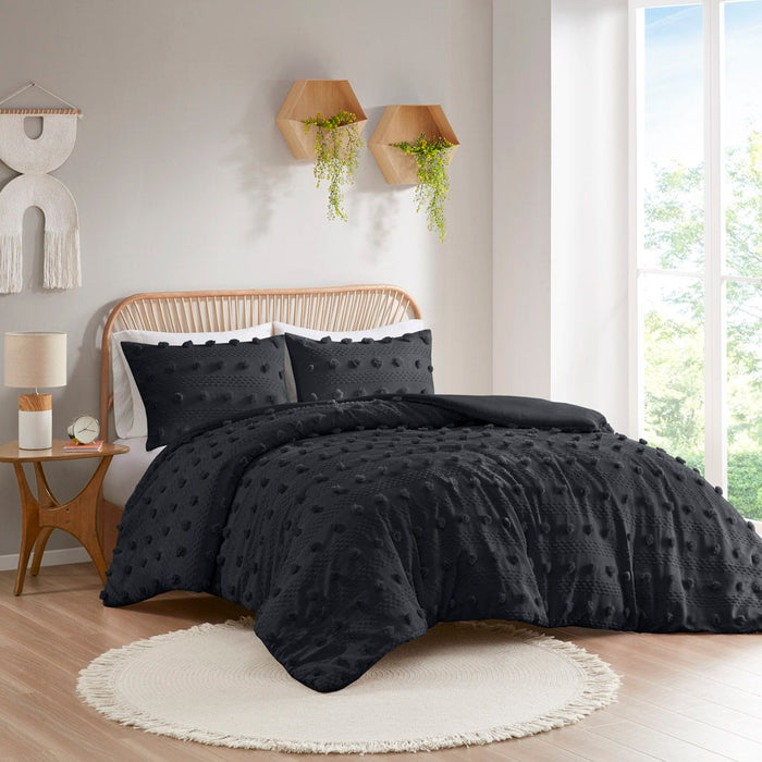 Lucy - Clip Jacquard Twin Duvet Cover Set - Black