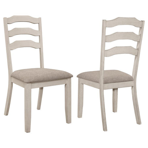 Ronnie - Ladder Back Padded Seat Dining Side Chair (Set of 2) - Khaki And Rustic Cream - Simple Home Plus