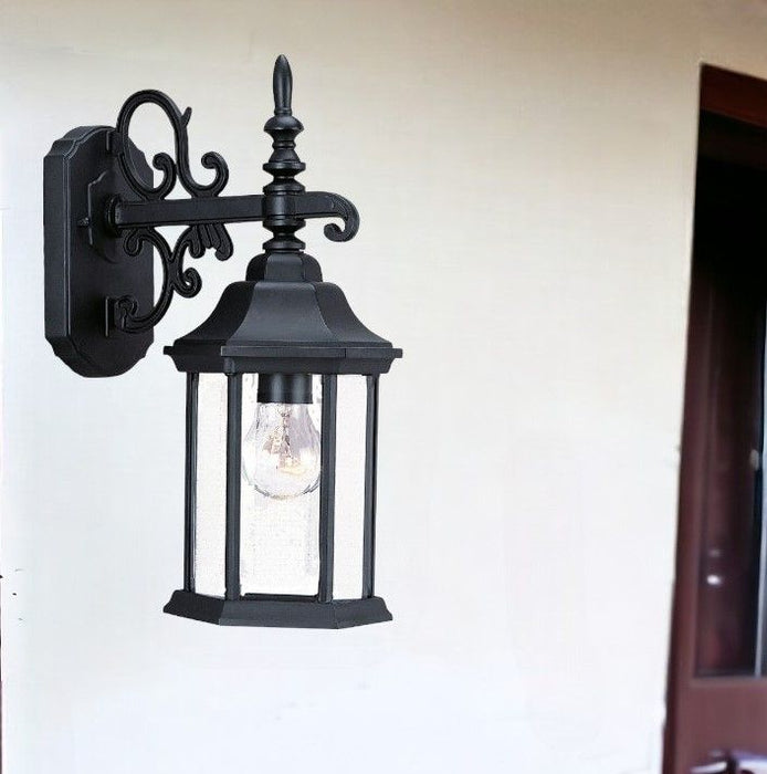 Petite Domed Hanging Glass Lantern Wall Light - Matte Black