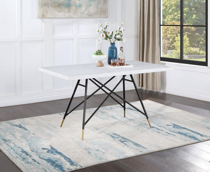 Gabrielle - Rectangular Marble Top Dining Table - White And Black - Simple Home Plus