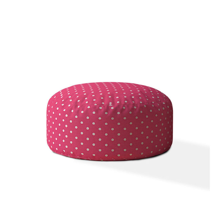 Cotton Round Polka Dots Pouf Cover - Pink / White