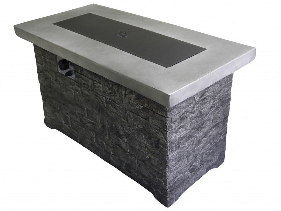 Rectangular Brick Gas Fire Pit With Lava Rocks - Gray