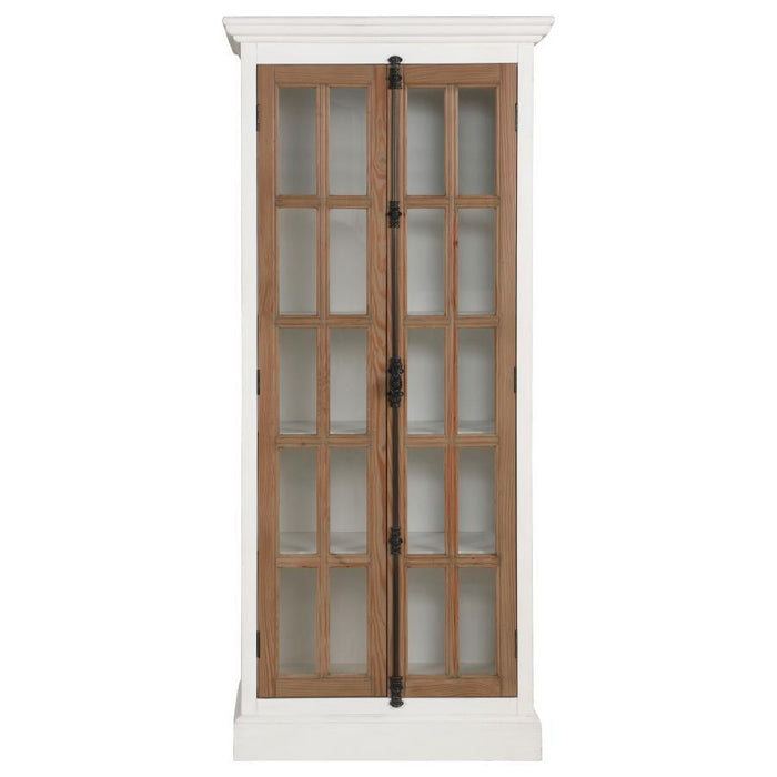 Tammi - 2-Door Tall Cabinet - Antique White And Brown - Simple Home Plus