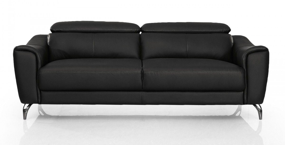 Urban Leather Adjustable Headrest Sofa - Black