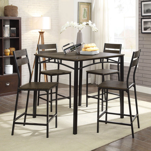 Westport - 5 Piece Counter Height Table Set - Antique Brown / Black - Simple Home Plus