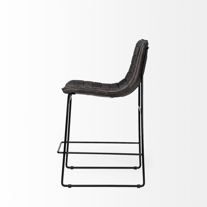 37.8" Iron Counter Height Bar Chair - Black