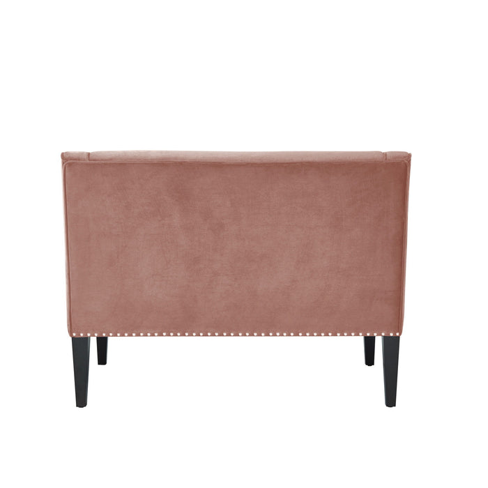 Upholstered Velvet Bench - Blush / Brown