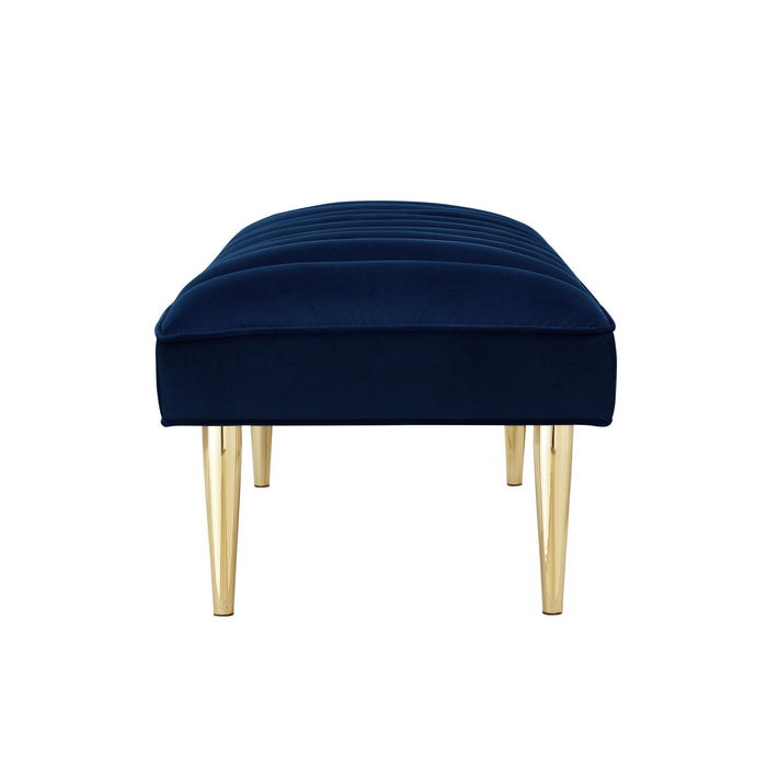 Upholstered Velvet Bench 53" - Navy Blue / Gold