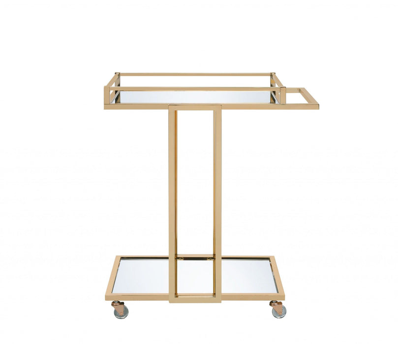 Metal Mirror Casters Serving Cart - Gold