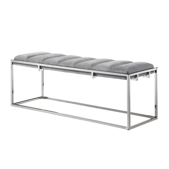 Upholstered Velvet Bench 50" - Silver / Gray