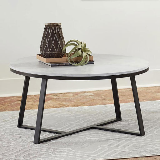 Hugo - Round Coffee Table - White And Matte Black - Simple Home Plus