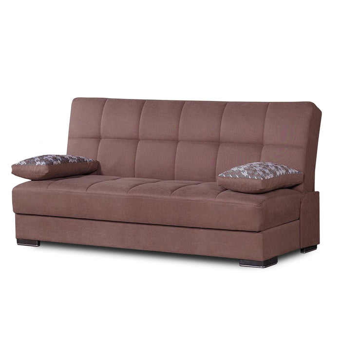 Chenille Sleeper Sofa And Toss Pillows - Brown