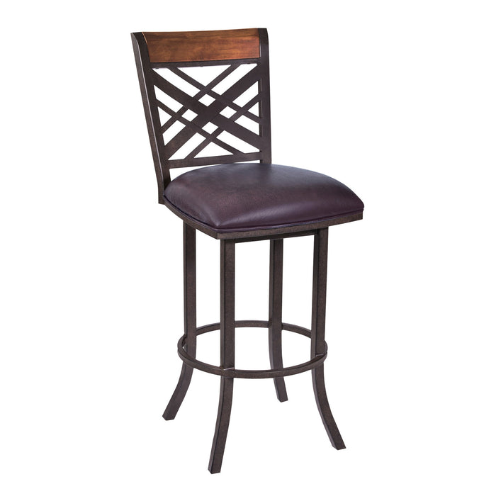 Faux Leather Counter Height Bar Chair - Brown