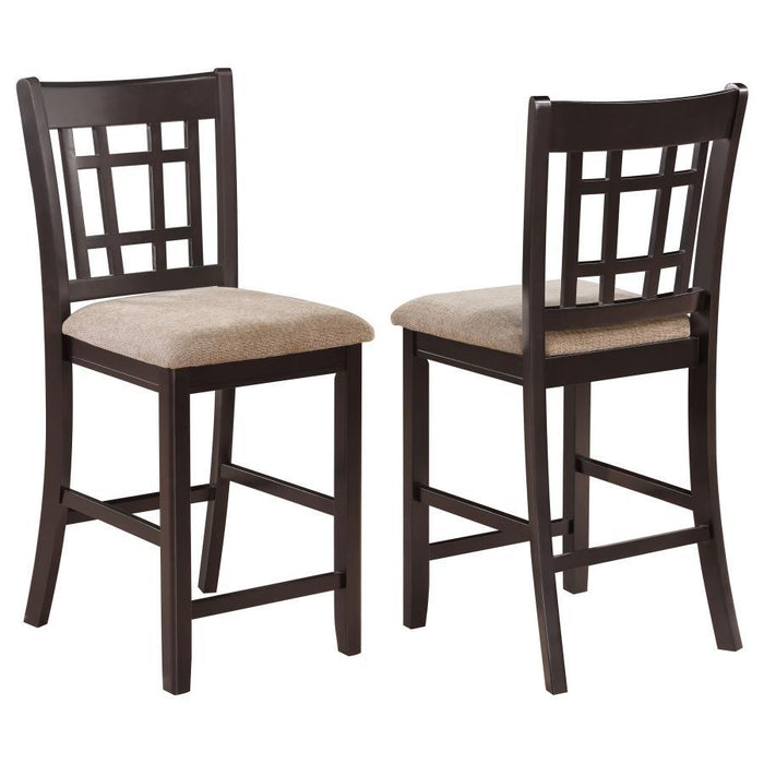 Lavon - Lattice Back Counter Stools (Set of 2) - Tan And Espresso - Simple Home Plus