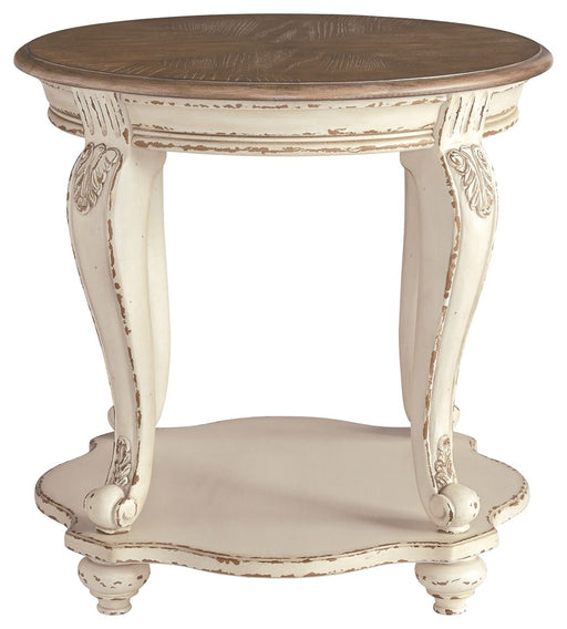 Realyn - White / Brown - Round End Table - Simple Home Plus