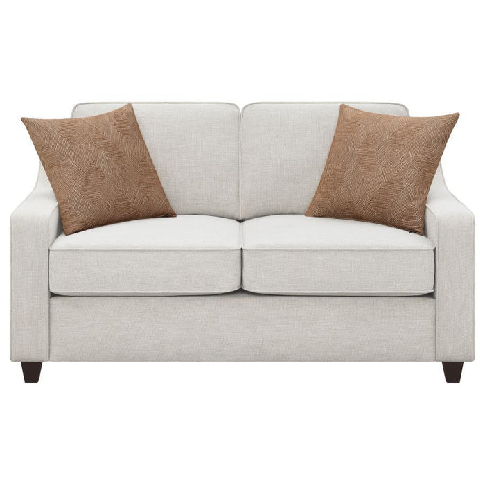 Christine - Upholstered Cushion Back Loveseat - Beige - Simple Home Plus