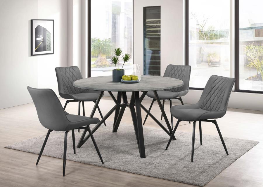 Neil - 5 Piece Round Dining Set - Concrete And Gray - Simple Home Plus