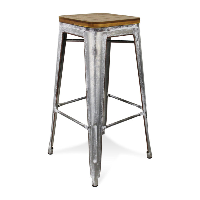 Steel Backless Bar Height Bar Chair - Brown / Gray